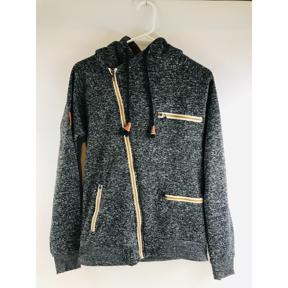 SIIMHWRSS Sweater, Women's Size Medium, Gray Black, Full Zip, Lined